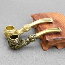 9.6*2.3Cm Carving Carp Pipe Holder Tobacco “年年有鱼” Pipe Rod Brass Crafts