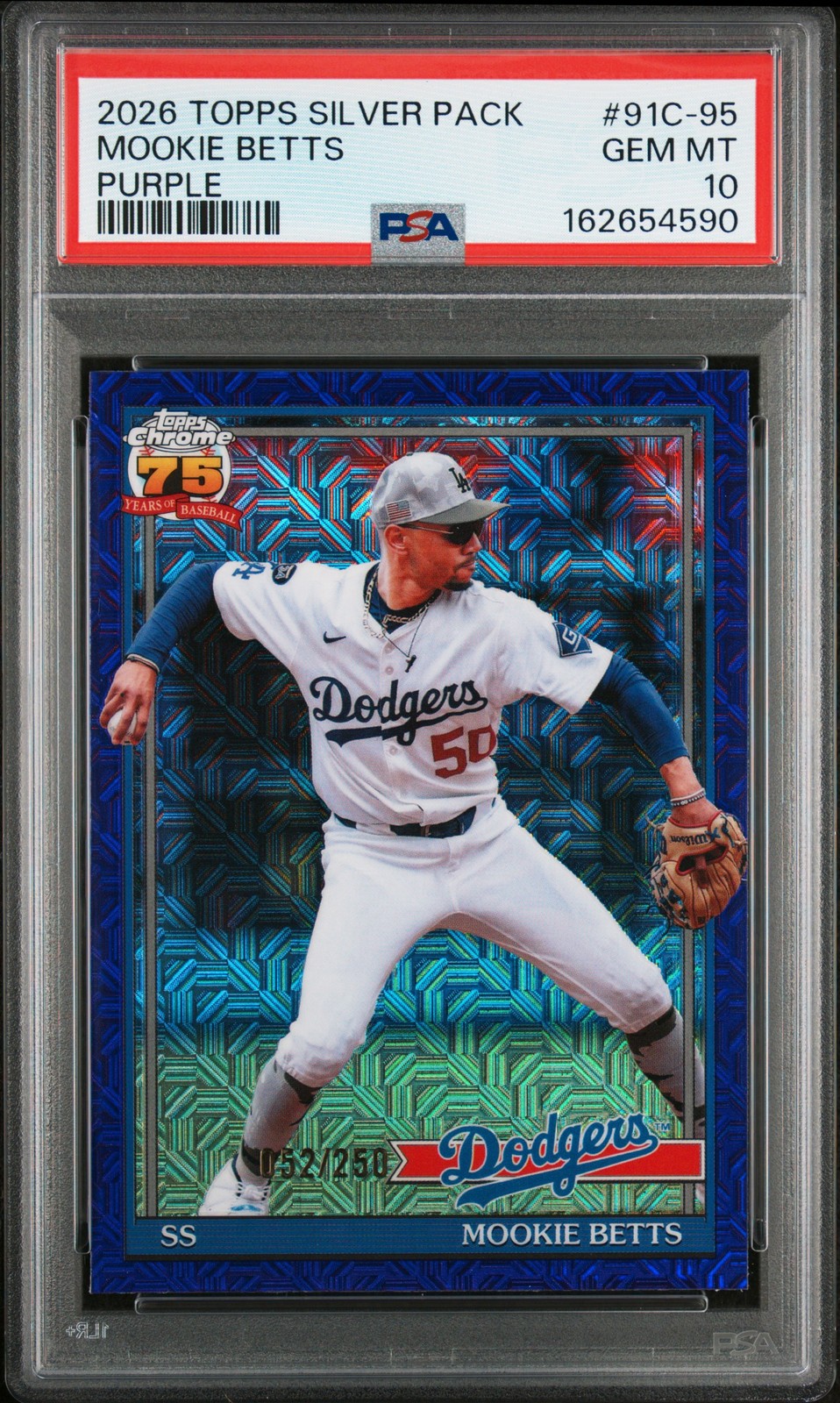 2026 TOPPS SILVER PACK 1991 CHROME PROMO PURPLE MOOKIE BETTS 52/250 PSA 10