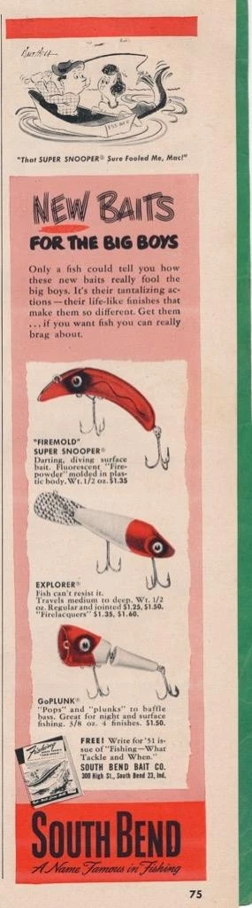Vintage 1952 SOUTH BEND Spin Cast Reels Fishing Ephemera