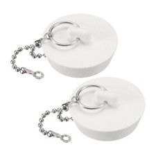 2 Pcs Tub Stoppers, Rubber Bathtub Stoppers Drain Plug 1-5/8" to 1-3/4", White