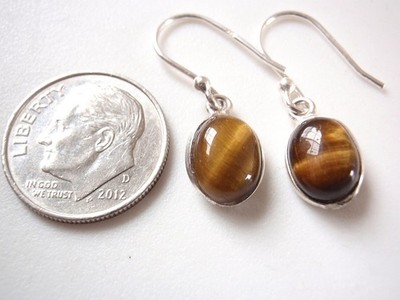 Tiger Eye 925 Silver Earrings w/ Shifting Pulsing Cat's Eye Effect you get exact