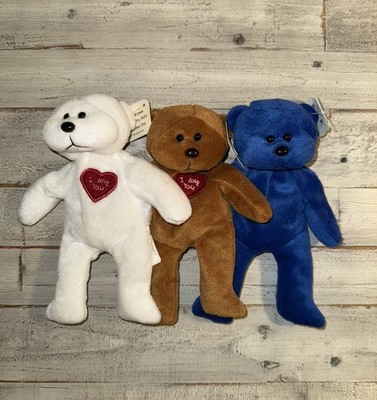 Lot 3 plush land bears 2 March of dimes & 1 additional white, brown & purple 