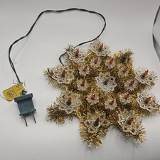 Christmas Gold Tinsel Star With Lights Tree T...