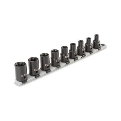 Tekton SID92100 1/2'' Drive External Star Impact Sockets, 9-Piece