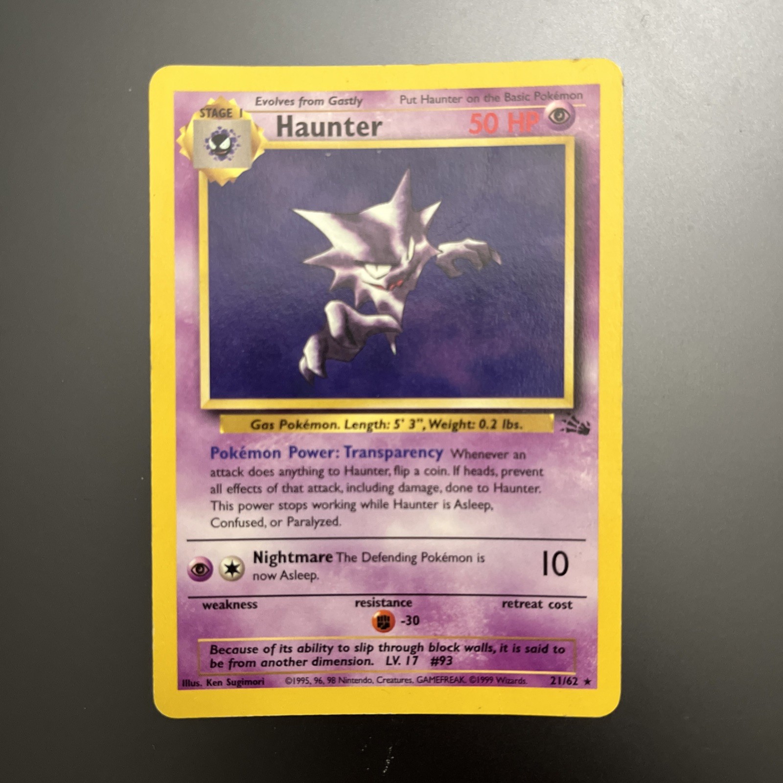 Pokémon TCG Haunter Fossil 21/62 Unlimited Regular Non-Holo