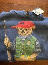 Ralph Lauren Polo Bear Key West Fishing Hoodie Sweater Youth Medium 10-12 NWT!