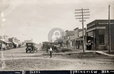 Springview NE Nebraska Main St Scene Bicycle Stores RPPC Photo Postcard COPY