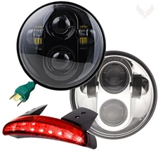 Eagle Lights 5-3/4" (5.75") Round Harley LED Headlight and Red LED Taillight Con