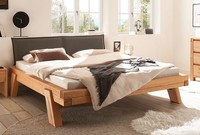 Balkenbett Bett 160X200Cm Kiefer Massiv Eichefarbig Honig Gebeizt BE-0880