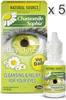 5 x Chamomile Sophia Herbal Eye Drops 15mL Natural Soothing Cleansing manzanilla