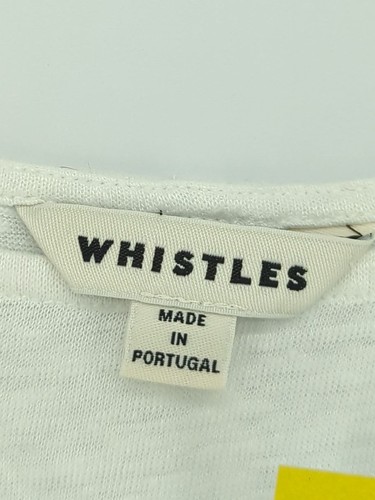 Whistles Women's T-Shirt M White 100% Linen Short Sleeve Round Neck Basic - Picture 5 of 5