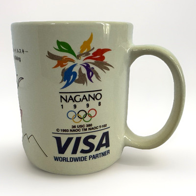 Vintage 1998 Nagano Winter Olympics Visa Snowlets Souvenir Mug (1993)