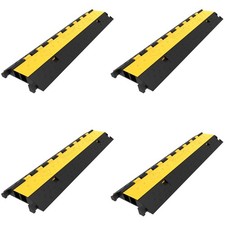 4 Pack Rubber Cable Protector Ramp 2 Channel Heavy Duty 66,000LB Load Capacity