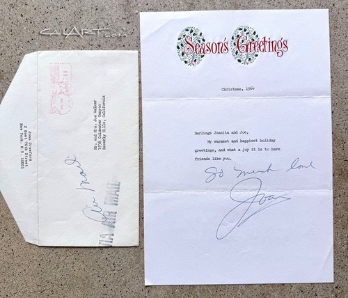 Joan Crawford Signed 1964 Christmas Letter + Envelope PSA/DNA -Walker Provenance - Picture 2 of 5