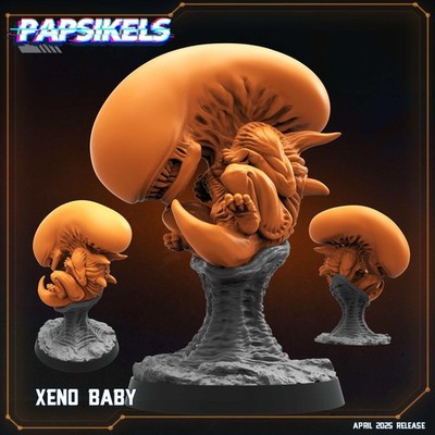 Xeno Baby, Xenomorph, Papsikels, 3D gedrucktes Resinmodell für Tischplatte