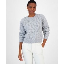 Wild Fable Gray Cable Knit Crewneck Sweater XL NWT Chunky Fuzzy Pullover