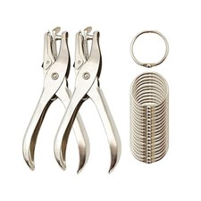 2 Pack Single Hole Punch with 20 Pcs Binder Rings, 1/4 Inch One Hole Paper Pu...