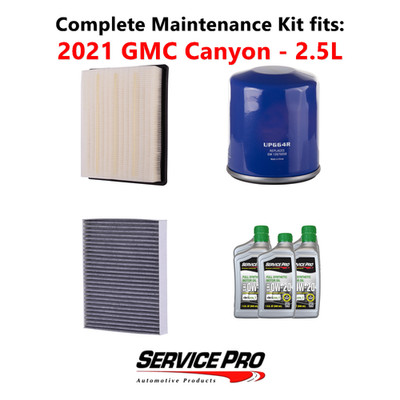 2021 GMC Canyon 2.5L Complete Oil, Air & Cabin Filter Kit (0W-20)