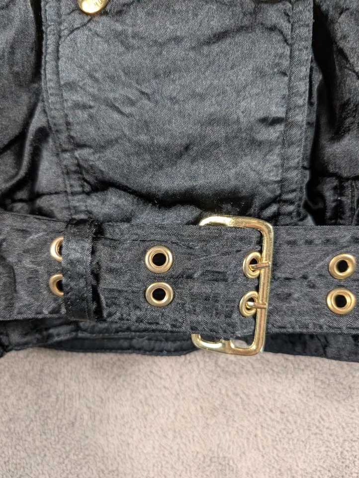 Chaqueta Moto Vintage Rainbow West Para Mujer Mediana Negra Nylon Recortada Puffer Invierno Foto 3 de 4