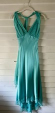 Vestido midi vintage Y2K Cache Fairy Mermaid turquesa verde azulado corte sesgado talla 2