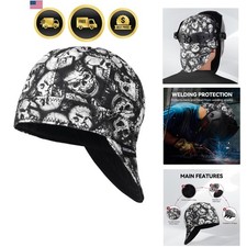 Reversible Welding Caps, 8 Panel Protective Welding Cap, 10 oz Fireproof Cott...