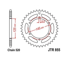 JT Steel Rear Sprocket 520 47T #JTR855.47 for Yamaha DT250 1975-1979