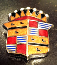 1948 1949 Cadillac Hood Crest Emblem - Cloisonne Enamel - 2 Posts Very Nice 1948 1949 Cadillac Hood Crest Emblem - Cloisonne Enamel - 2 Posts Very Nice