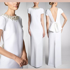 NWT 1195 Sachin Babi 12 Petra Embellished Stretch Crepe Gown Ivory S2143