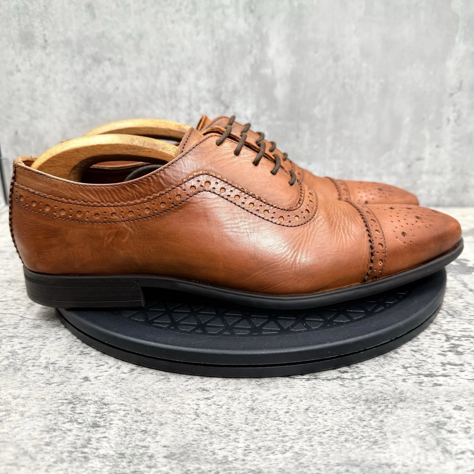 Scarpe Clarks uomo taglia UK 7 marroni Oxford Derby Brogue punta a cappuccio stringate eleganti casual