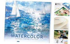 Watercolor Paper Pad 9"x12", 300gsm/140lb, Cold Press, Water Color Azure Cover