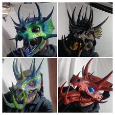 Handmade Multicolor Dragon Face Mask Adult Unisex One Size Halloween Cosplay