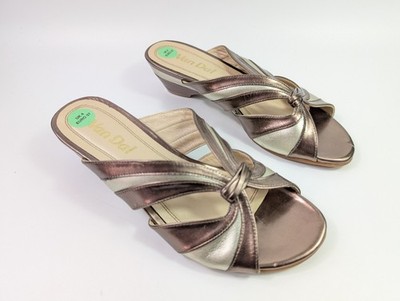 Van Dal Two Tone Leather Low Wedge Pantoletten Sandalen UK 4 EU 37 NEU