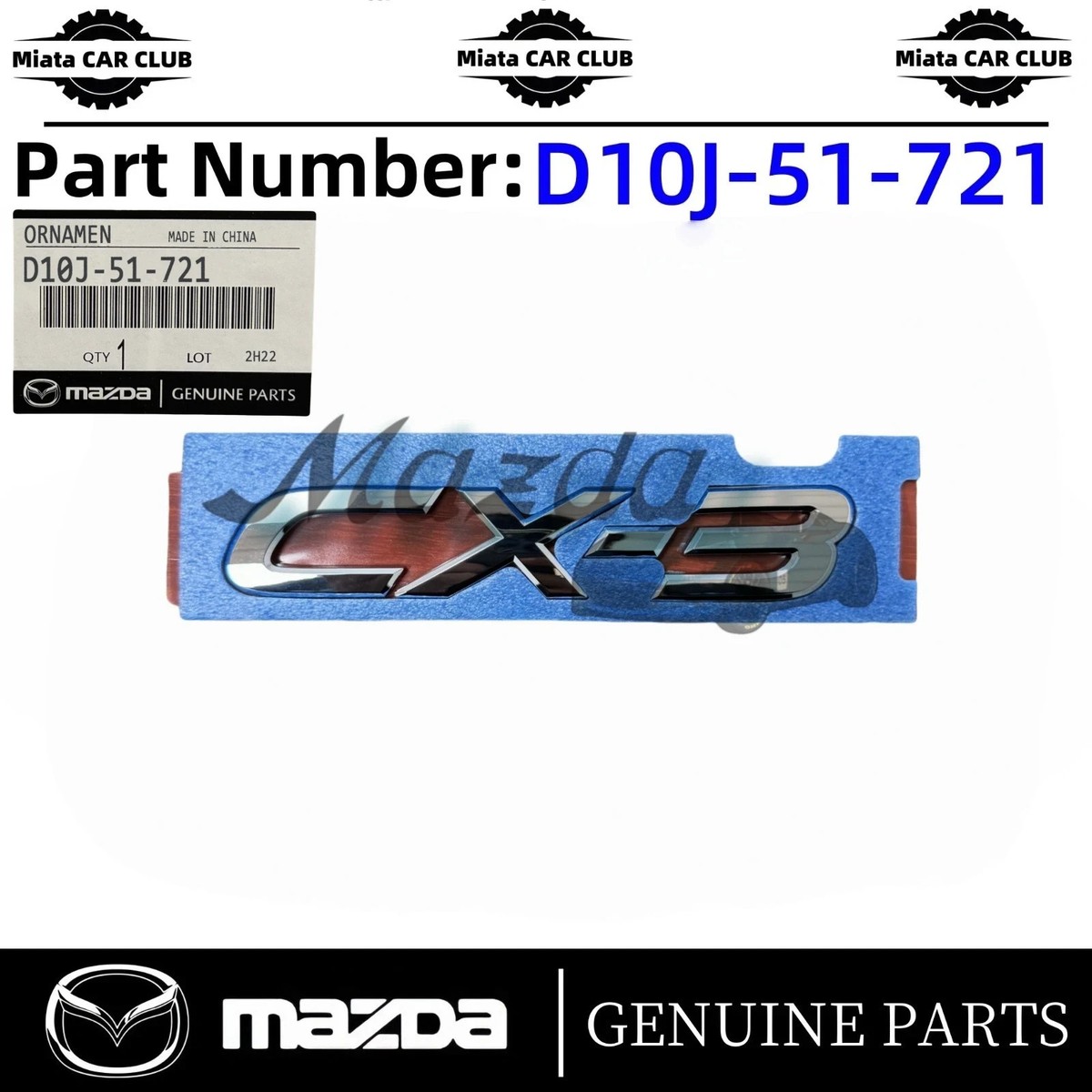 Genuine 2016-2020 Mazda CX-3 Chrome Nameplate Emblem Logo OEM D10J