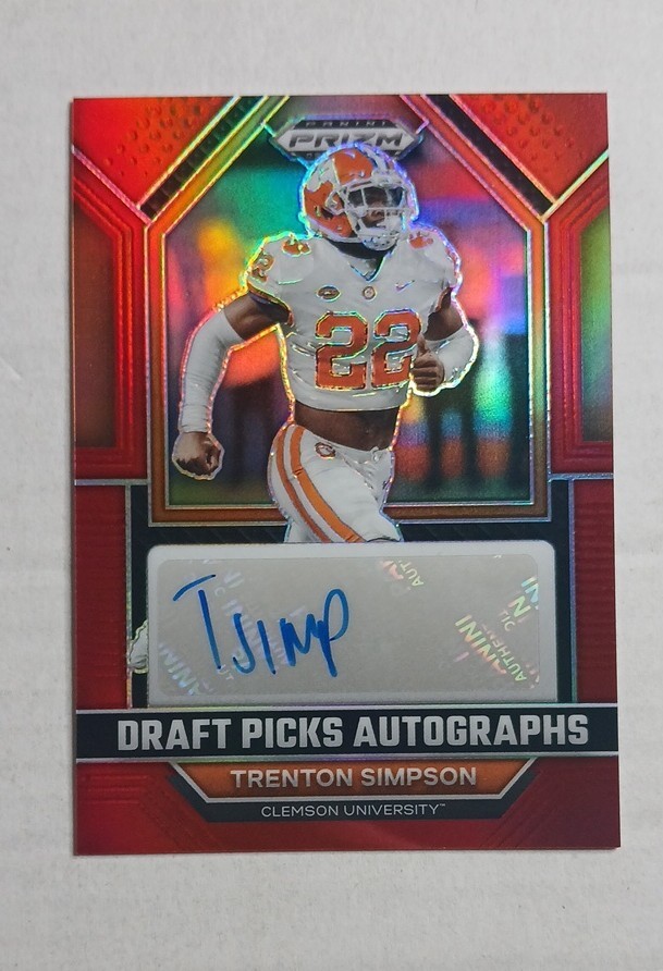 Trenton Simpson Panini Prizm Draft Picks Draft Picks Autographs #DPATSI Autograph-Blue Ice