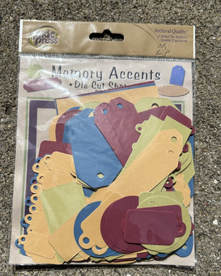 Pixie Press Rich Tags 112 Coordinated Die Cut Shapes Primary Colors Scrapbook