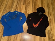 Nike Boys Sz Medium M 10/12 Dri-fit Hoodie Long Sleeve Shirt Lot Of 2 Y2K