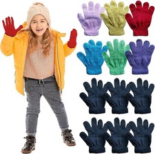 12 PK Kids Warm Winter Colorful Magic Stretch Gloves Ages 2-5 Assortes