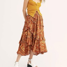 Spell & The Gypsy Skirt Sz AU M Midi Aurora Boho Frill Floral Ruffles Prairie 