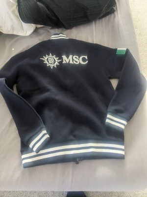 NWT MSC Cruise Line Jacket XS Zippered Fleece Navy Blue Ship Warm Cotton Poly