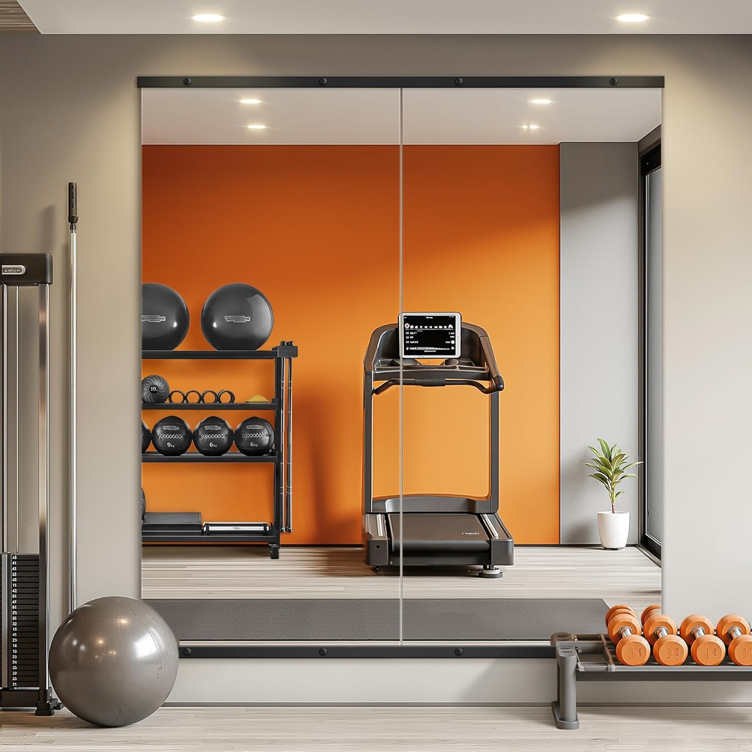 Home Gym Mirror for Wall,56x28x2PCS Full Length,Glass Frameless Body Large Mirro