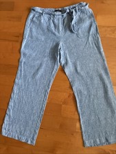 Talbots Blue 100 Linen Wide Leg Women  s 14 Pants EUC