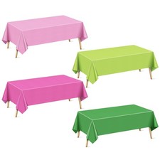 4 Pieces Pink Green Series Rectangle Tablecloth, 54x72" Solid Color Waterpr...
