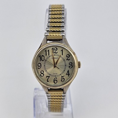 Carriage Timex Women Watch 30MM Gold Dial Two Tone Expandable Band 6'' NewBattery