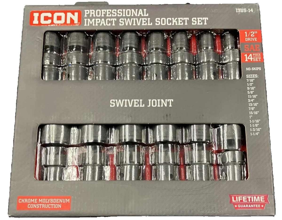 ICON Professional Impact Swivel Socket Set 14pc 1/2