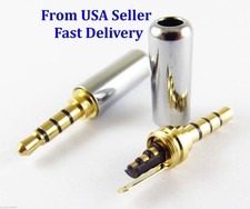 3PK 4 Pole 3.5mm 1/8" Male Repair headphone Jack Plug Metal Audio Soldering GOLD