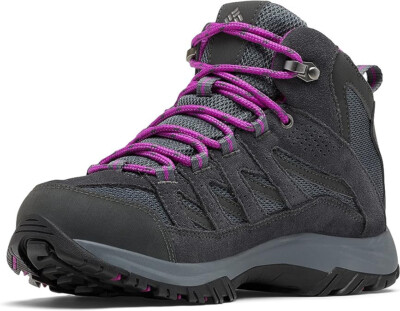 Columbia CRESTWOOD Mid Waterproof Hiking Boots Grey Purple BL5371-055 Women SZ 5