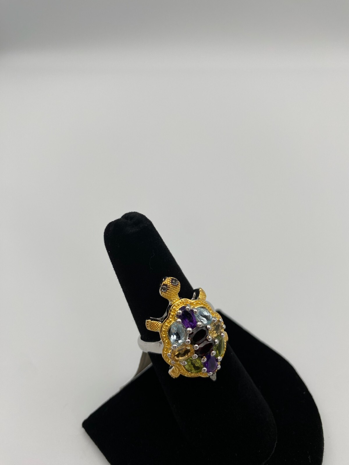 Ring Multi-Gemstone Turtle  – 14K Yellow Gold Ove… - image 7