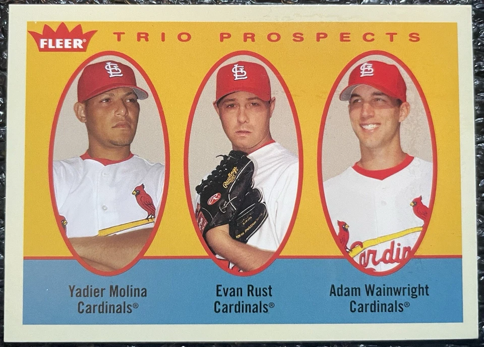 Adam Wainwright Yadier Molina 2005 Fleer Trio Prospects RC #327 St.Luis Cardnals Foto 4 de 4