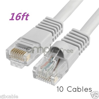 10x 16FT 16feet CAT5e Cable Ethernet Lan Network CAT5 RJ45 Patch Cord Gray NEW