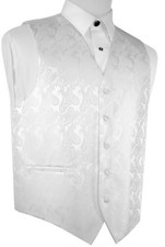 MEN'S WHITE PAISLEY FORMAL DRESS TUXEDO VEST. WEDDING, PROM, HOMECOMING